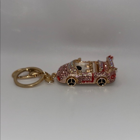 Gold and Pink Rhinestone Car Keychain - Picture 3 of 6